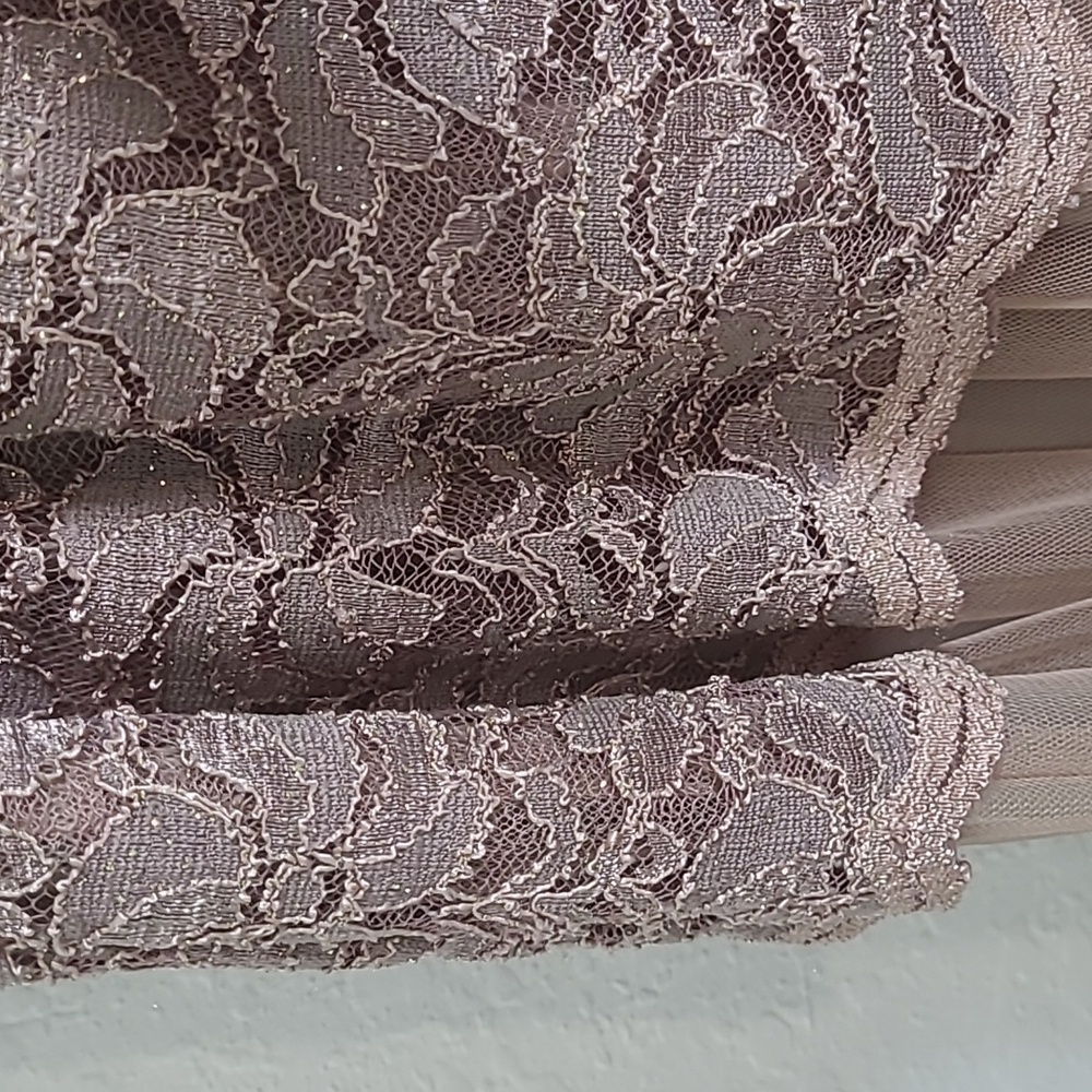 Candalite lace sequin Long Tan Dress Size Large - Picture 5 of 8